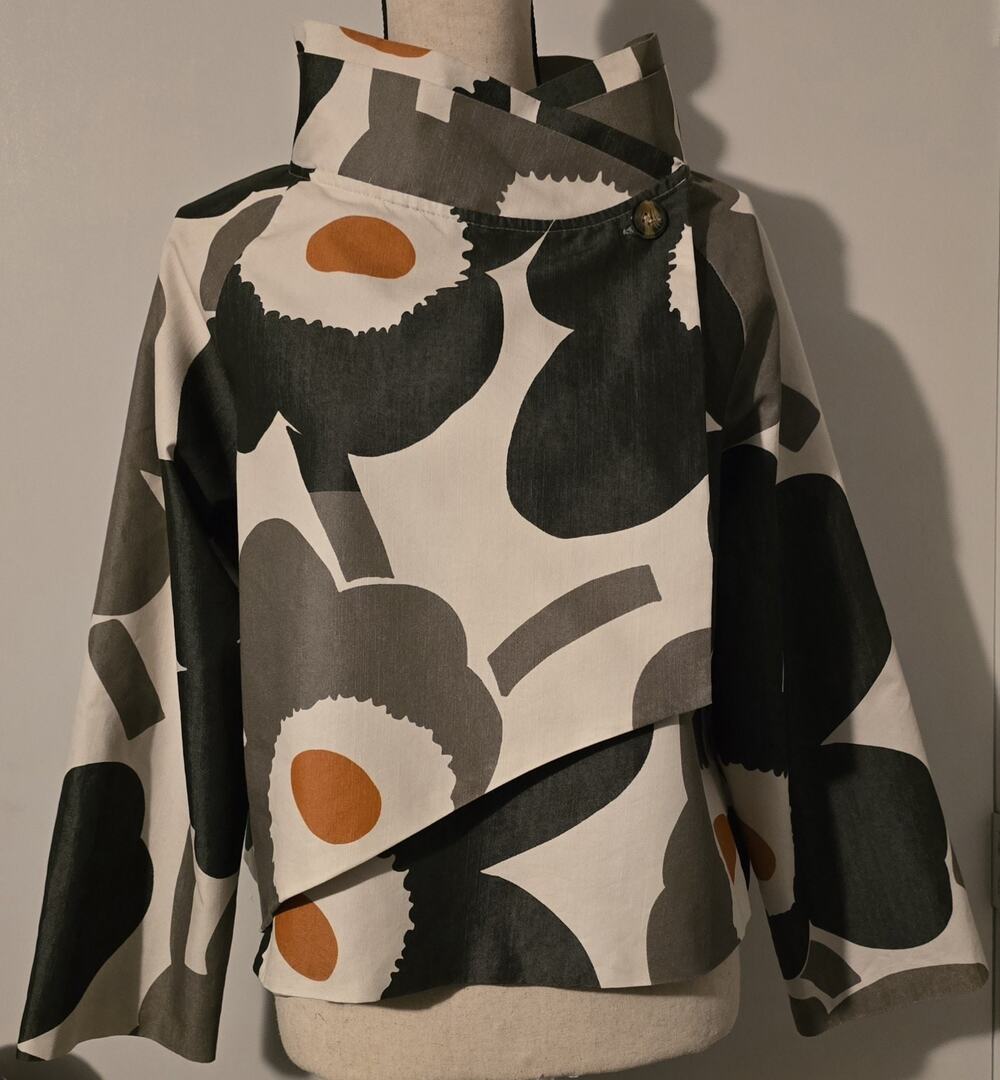 Cecile Wang Asymmetrical Kimono Jacket Modern Floral One Size M Chic